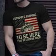 I Stopped Farming To Be Here Tractor Vintage American Flag T-Shirt Gifts for Him