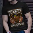 Turkey And Touchdowns Football Retro Thanksgiving Boys T-Shirt Gifts for Him
