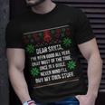 Ugly Christmas Sweater Dear Santa Claus Wish List T-Shirt Gifts for Him