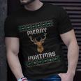 Ugly Christmas Sweater Hunting Merry Huntmas T-Shirt Gifts for Him