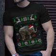 Ugly Sweater Christmas Elephant Lover Santa Hat Animals T-Shirt Gifts for Him