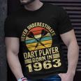 Never Underestimate Dart Player Born In 1963 Dart Darts T-Shirt Gifts for Him