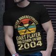 Never Underestimate Dart Player Born In 2004 Dart Darts T-Shirt Gifts for Him