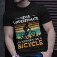 Never Underestimate An Old Guy On A Bicycle Cycling Vintage T-Shirt Gifts for Him