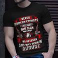 Never Underestimate An Old Us Veteran Born In August T-Shirt Gifts for Him