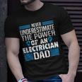 Never Underestimate The Power Of An Electrian Dad T-Shirt Gifts for Him