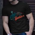 Vintage Retro Seattle Skyline And Nature Landscape T-Shirt Gifts for Him
