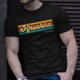 Vintage Sunset Stripes Ahsahka Idaho T-Shirt Gifts for Him