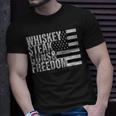 Whiskey Steak Guns & Freedom Flag Unisex T-Shirt Gifts for Him