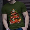 Fire Truck Tree Lights Christmas Firefighter Boys Pajamas T-Shirt Gifts for Him