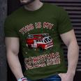 Firefighter Christmas Pajama Fire Truck Fireman T-Shirt Gifts for Him