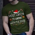 Most Likely To Drink With The Elves Elf Family Christmas T-Shirt Gifts for Him