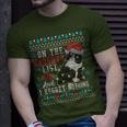 On The Naughty List And I Regret Nothing Cat Christmas T-Shirt Gifts for Him
