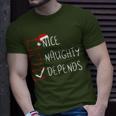 Nice Naughty Depends Christmas List Xmas Santa Claus T-Shirt Gifts for Him