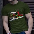Train Santa Hat Christmas Pajama Train Distressed Xmas T-Shirt Gifts for Him