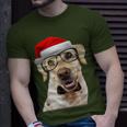Yellow Lab Glasses Santa Hat Christmas Labrador Retriever T-Shirt Gifts for Him