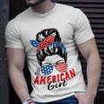 4Th Of July 2023 Messy Bun Patriotic All American Girl Gifts Unisex T-Shirt Gifts for Him