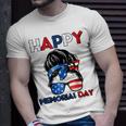 Happy Memorial Day 4Th Of July Messy Bun American Flag Unisex T-Shirt Gifts for Him