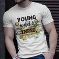 Kids Young Wild Three Zoo Birthday Safari Jungle Animal 3 Yrs Old Unisex T-Shirt Gifts for Him