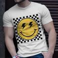 Retro Happy Face Checkered Pattern Smile Face Trendy Smiling T-Shirt Gifts for Him