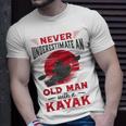 Never Underestimate An Old Man With A Kayak Granddad Dad T-Shirt Gifts for Him