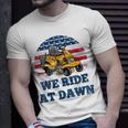 We Ride At Dawn Suburban Lawns Lawnmower Dad Lawn Caretaker Unisex T-Shirt Gifts for Him