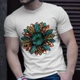 Western Country Texas Cowgirl Turquoise Cowhide Sunflower Unisex T-Shirt Gifts for Him