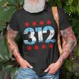 312 Chicago Area Code City Skyline Flag Distressed T-Shirt Gifts for Old Men