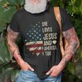 4Th Of July | Us Flag | She Loves Jesus And America Too Unisex T-Shirt Gifts for Old Men