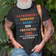 A Father Is Husband Daddy Son Protector Hero Fathers Day Unisex T-Shirt Gifts for Old Men