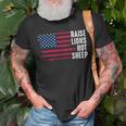 American Flag Patriot Raise Lions Not Sheep Patriotic Lion Unisex T-Shirt Gifts for Old Men