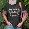 Any Time Is Stitching Time - Cool Quilting Sewing Quote Unisex T-Shirt Gifts for Old Men