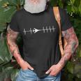 B-1 Lancer Bomber Ecg Heartbeat Airplane T-Shirt Gifts for Old Men