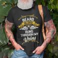 Beard Blood Runs Through My Veins T-Shirt Gifts for Old Men