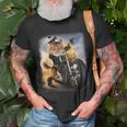 Biker Tabby Cat Riding Chopper Motorcycle Unisex T-Shirt Gifts for Old Men