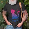 Bisexual Pride Flag Colors Astronomy Cat Unisex T-Shirt Gifts for Old Men