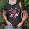 Breast Cancer Awareness No One Fight Alone Month Pink Ribbon T-Shirt Gifts for Old Men