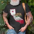 California State Flag And Outline Distressed T-Shirt Gifts for Old Men