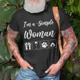 Camping Alcohol Tent Wine Girl Im A Simple Woman Unisex T-Shirt Gifts for Old Men