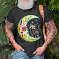 Cat & Moon Sugar Skull Dia De Los Muertos Day Of The Dead T-Shirt Gifts for Old Men