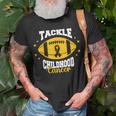 Childhood Tackle Childhood Cancer Awareness Football Gold T-Shirt Gifts for Old Men