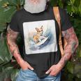 Corgi Surfing Wave Dog Surfing Corgi At The Beach Unisex T-Shirt Gifts for Old Men