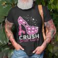 Crush Breast Cancer Pink Bling High Heels Breast Cancer T-Shirt Gifts for Old Men