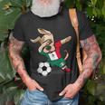Dabbing Dog Mexico Soccer Fans Jersey Mexican Football Lover T-Shirt Gifts for Old Men