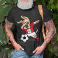 Dabbing Dog Peru Soccer Fans Jersey Peruvian Flag Football T-Shirt Gifts for Old Men