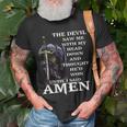 The Devil Saw My Head And Thought He'd Won Until I Said Amen T-Shirt Gifts for Old Men