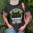 I Don't Like To Go Outside It's Too Peopley Out There Cat T-Shirt Gifts for Old Men