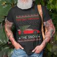 Drifting Through The Snow Ugly Christmas Sweater Tree Car T-Shirt Gifts for Old Men