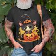 Fall Autumn Season Lazy Halloween Costume Kawaii Pumpkin Cat T-Shirt Gifts for Old Men