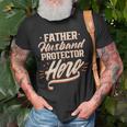 Father Husband Protector Hero Fathers Day Dad Daddy Papa Unisex T-Shirt Gifts for Old Men